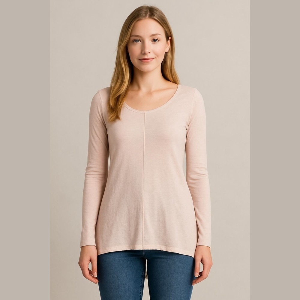 G.I.L.I. Women's Peach Tunic Top Size XS Long Sleeve Rounded Neck NEW